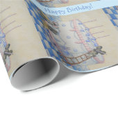 かわいいネズミは蝋燭の芸術のお誕生日ケーキを飾りました ラッピングペーパー (ロールコーナー)