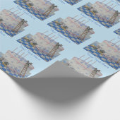 かわいいネズミは蝋燭の芸術のお誕生日ケーキを飾りました ラッピングペーパー (角)