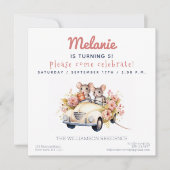 かわいいネズミインアカー子供の誕生日パーティの招待状 招待状 (正面)