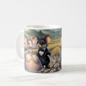 かわいいネズミカップルのフェスティバル服 コーヒーマグカップ (正面左)