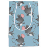 かわいいネズミカートゥーンイラストレーション ミディアムペーパーバッグ (正面)