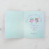 かわいいネズミスケートで滑るモダンブルーウォーター絵画カラー シーズンカード (内部)