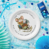 かわいいネズミズスレイメリークリスマス ペーパープレート (パーティー)