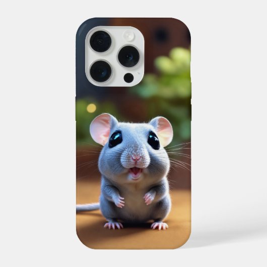 かわいいネズミデザイン iPhone 15 Pro カバー (裏面)