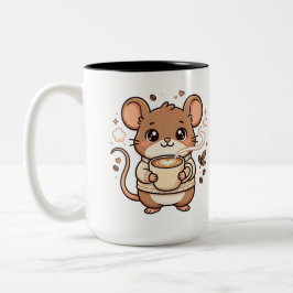 かわいいネズミラテハートのかわいいマグカップ ツートーンマグカップ