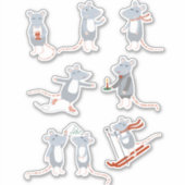 かわいいネズミ冬 シール (正面)