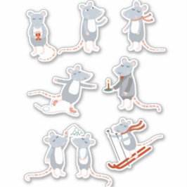 かわいいネズミ冬 シール