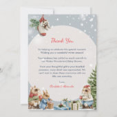 かわいいネズミ居心地の良い冬茶パーティーベビーシャワー サンキューカード (裏面)