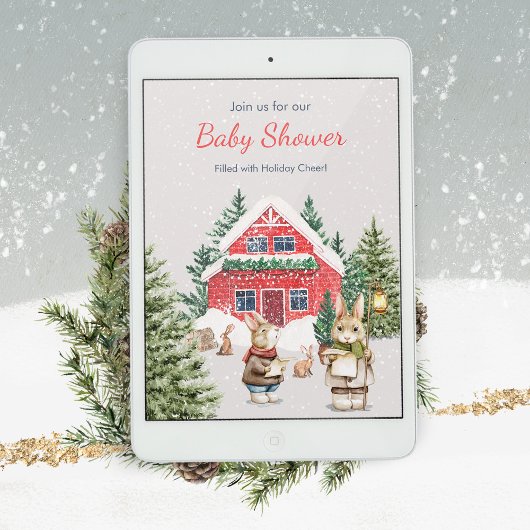 かわいいネズミ雪の冬ワンダーランド赤ちゃんシャワー 招待状