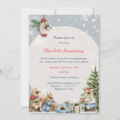 かわいいネズミ雪の冬ワンダーランド赤ちゃんシャワー 招待状 (裏面)