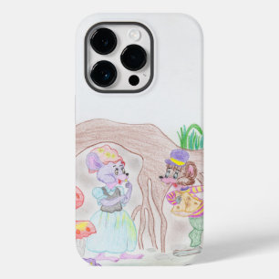 かわいいネズミ2匹とお花の子供用カスタムアート Case-Mate iPhone 14 PROケース