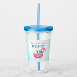 かわいいネズミ おしゃれビーチ アクリルタンブラー