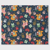 かわいいネズミ/リスのクリスマスラッピング紙 ラッピングペーパー (フラット)