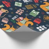 かわいいネズミ/リスのクリスマスラッピング紙 ラッピングペーパー (角)