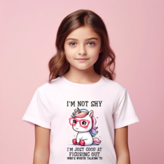 かわいいネタのユニコーン女の子 Tシャツ