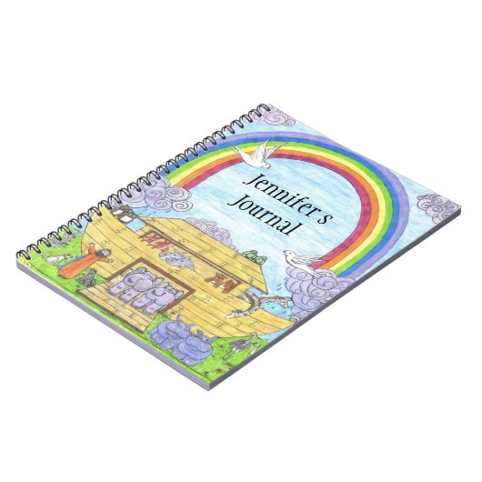 かわいいノアのアークイラストレーションゾウのカバ ノートブック (左側)