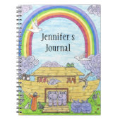 かわいいノアのアークイラストレーションゾウのカバ ノートブック (正面)