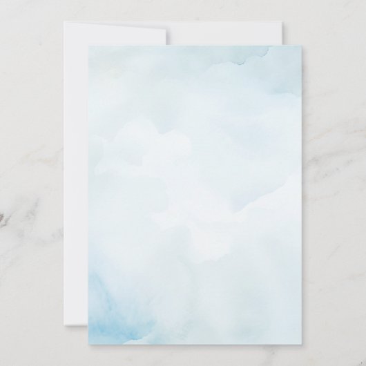 かわいいノアのアークブルーウォーターカラーファースト誕生日 招待状 (裏面)