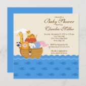 かわいいノアのアークベビーガールまたは男の赤ちゃんシャワー 招待状 (正面/裏面)