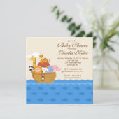 かわいいノアのアークベビーガールまたは男の赤ちゃんシャワー 招待状 (スタンド正面)