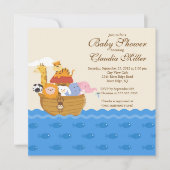 かわいいノアのアークベビーガールまたは男の赤ちゃんシャワー 招待状 (正面)