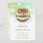 かわいいノアの箱舟の動物ジェンダーが赤ちゃんのシャワーを明かす 招待状 (正面/裏面)