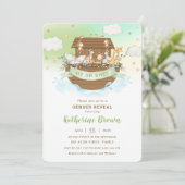 かわいいノアの箱舟の動物ジェンダーが赤ちゃんのシャワーを明かす 招待状 (スタンド正面)