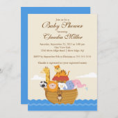 かわいいノアの箱舟の女の子か男の赤ちゃんシャワー 招待状 (正面/裏面)