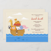 かわいいノアの箱舟の男女兼用なベビーシャワーの招待 招待状 (正面/裏面)