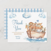 かわいいノアの箱舟ボホ男女兼用赤ちゃんシャワー サンキューカード (正面/裏面)