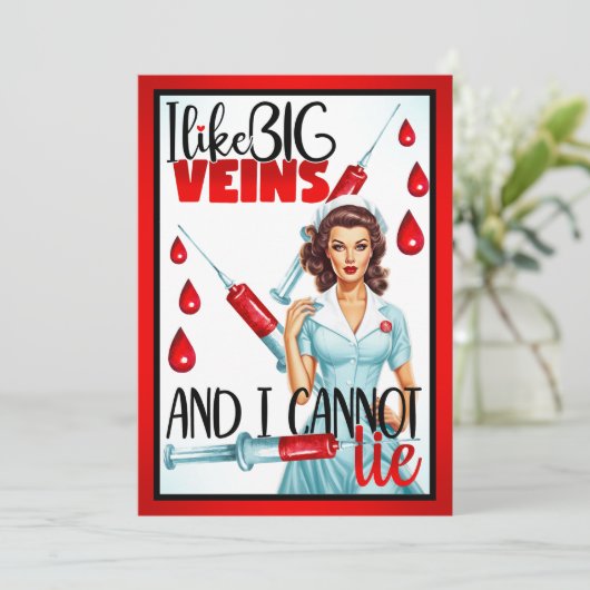 かわいいノスタルジックナース私はビッグ静脈が好き サンキューカード (スタンド正面)