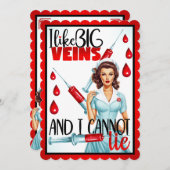 かわいいノスタルジックナース私はビッグ静脈が好き サンキューカード (正面/裏面)