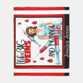 かわいいノスタルジックナース私はビッグ静脈が好き フリースブランケット (正面)