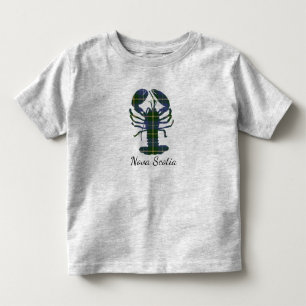 かわいいノバスコシアのロブスターのタータンチェックのワイシャツ トドラーTシャツ