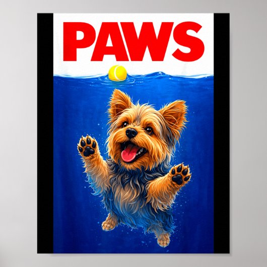 かわいいノベルティパウズヨークシャテリア犬 ポスター (正面)
