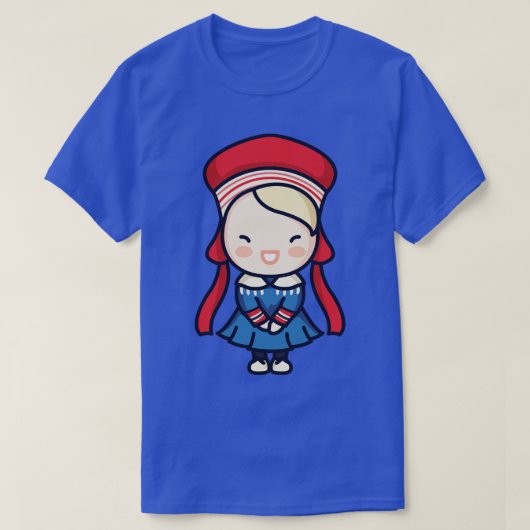 かわいいノルウェーの女伝統的の子 Tシャツ (デザイン正面)