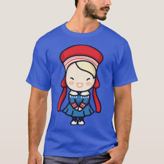 かわいいノルウェーの女伝統的の子 Tシャツ