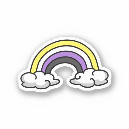 かわいいノンバイナリー レインボー シール (正面)