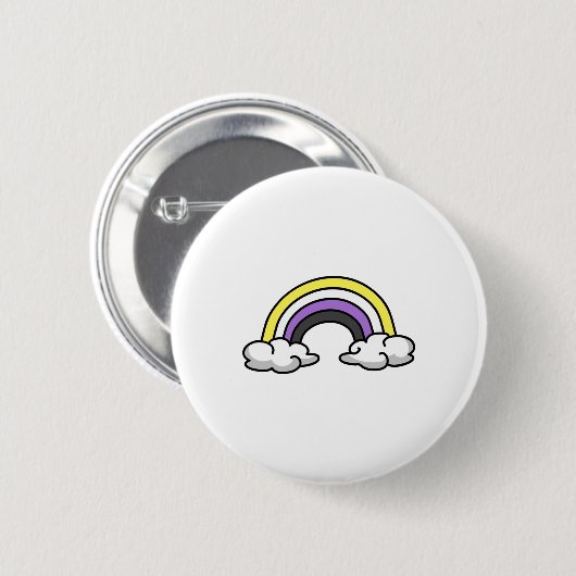 かわいいノンバイナリー レインボー 缶バッジ (正面&裏面)