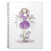 かわいいノートのファッション女の子および猫のショッピング ノートブック (正面)