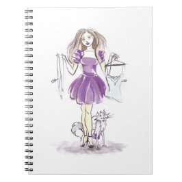 かわいいノートのファッション女の子および猫のショッピング ノートブック