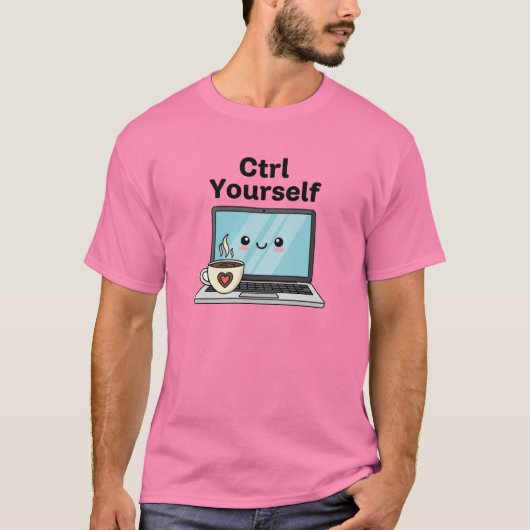 かわいいノートパソコンとコーヒー Tシャツ (正面)