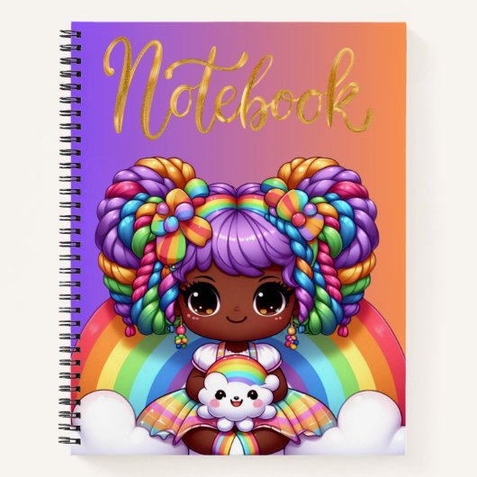 かわいいノートブック / 愛らしい虹色のちびガール ノートブック (正面)
