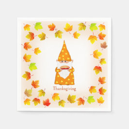 かわいいノームとカラフルな紅葉 スタンダードカクテルナプキン