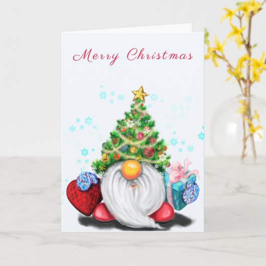 かわいいノームのクリスマスカード カード (黄色い花)