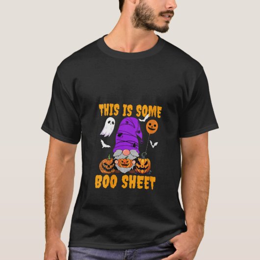 かわいいノームのハロウィンパンプキン お化けだらけ Tシャツ (正面)