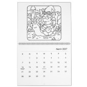 かわいいノームの子供用ぬりえカレンダー カレンダー (3月 2027)