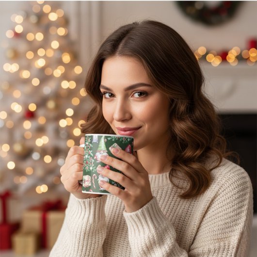 かわいいノームの水彩クリスマスパターン コーヒーマグカップ