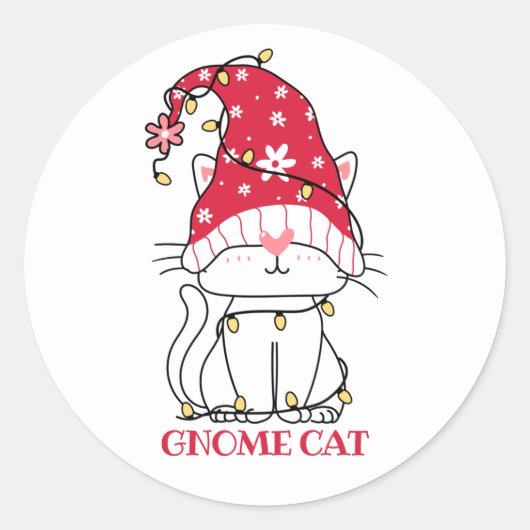 かわいいノーム猫ステッカー ラウンドシール (正面)