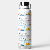 かわいいハイウェイ車のパターン ウォーターボトル (背面)